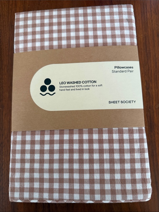 sheet society Other - Leo Washed Cotton Pillowcases - Brown Gingham